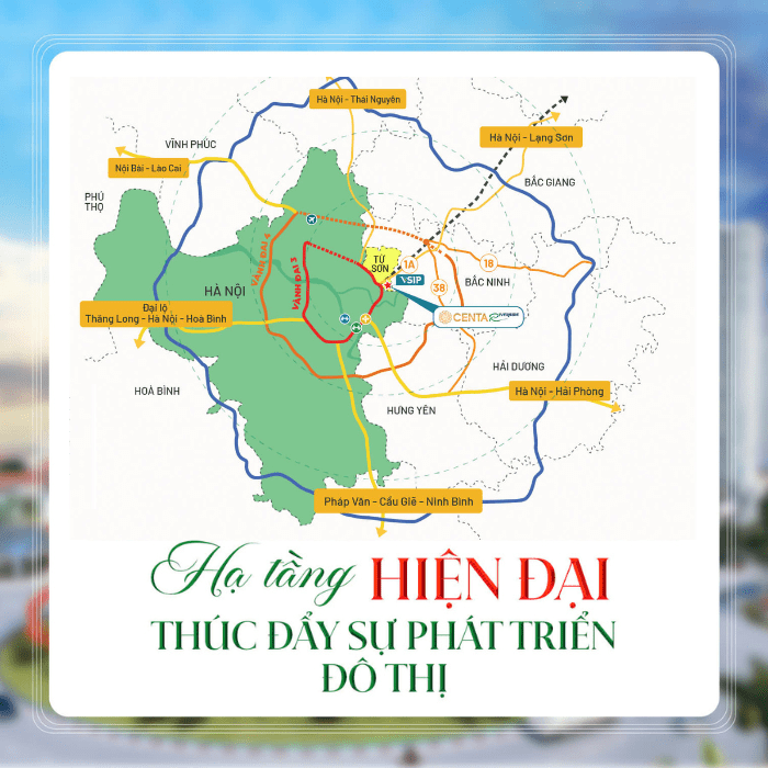 Vsip Bắc Ninh - Vị trí chiến lược giữa các tuyến giao thông huyết mạch