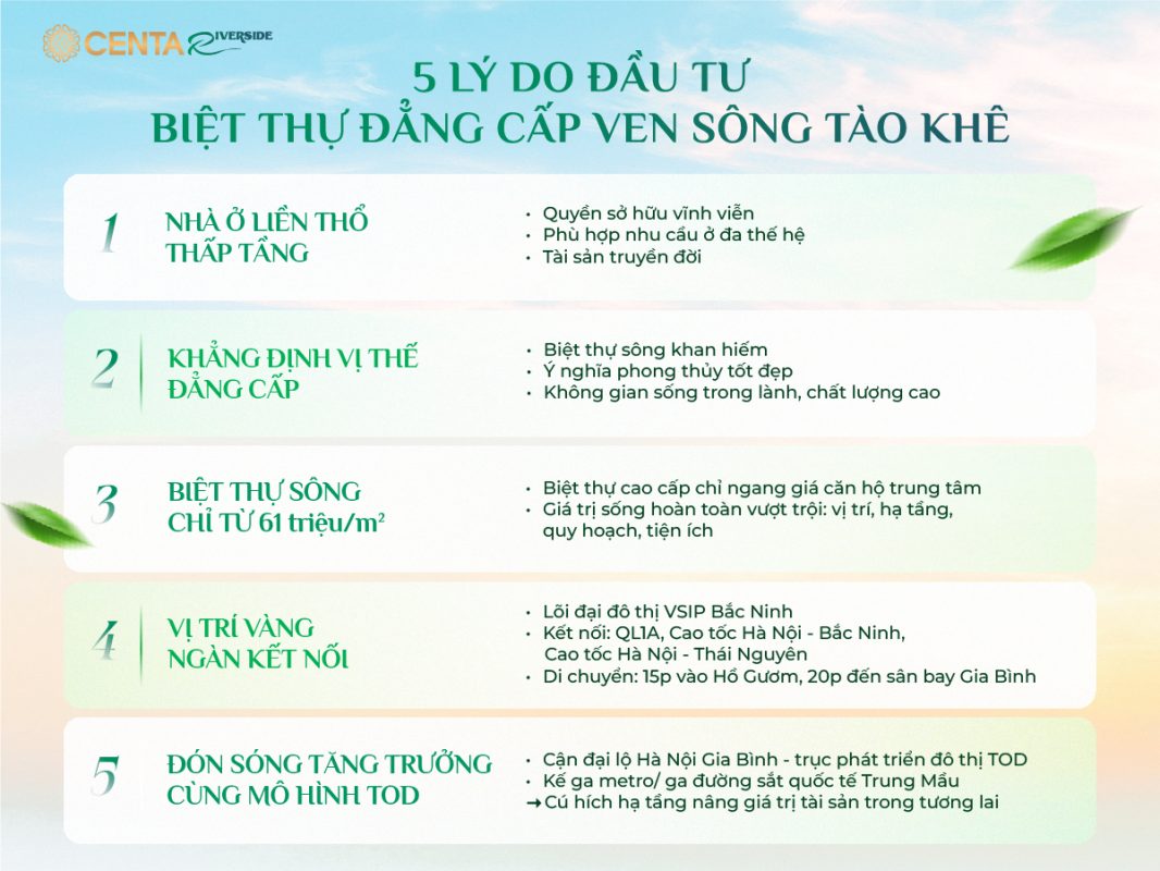 Infographic - Top 5 Lý Do Mua Biệt Thự Sông Centa Riverside